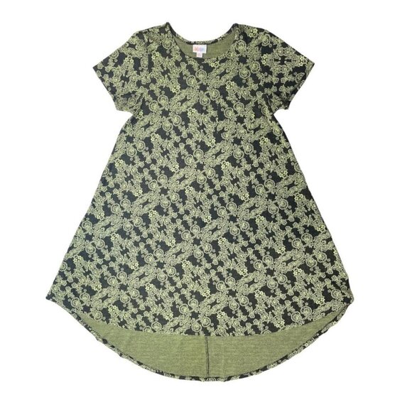 LULAROE "Simply Comfortable" Dress Size Small Green Black A-Line Hi-Lo Stretch - Picture 12 of 15